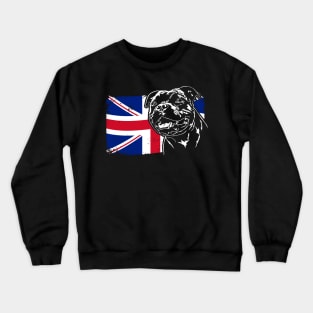 Staffordshire Bull Terrier Mom Dad Union Jack Flag patriotic dog Crewneck Sweatshirt